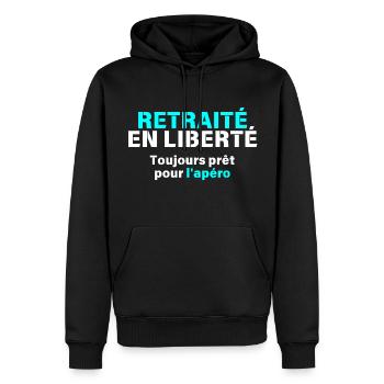 Retraités en liberté toujours prêts pour l'apéro - Sweat à capuche Premium bio Homme - noir - Devant - Nico (187cm)