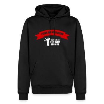 Stay away - Männer Premium Bio Hoodie - Schwarz - Vorne - Nico (187cm)