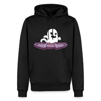 DJ "ghost-music" bass sound disco beat boombox - Männer Premium Bio Hoodie - Schwarz - Vorne - Nico (187cm)