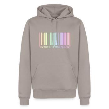 Pastel code barre - Sweat à capuche Premium bio Homme - taupe - Devant - Nico (187cm)