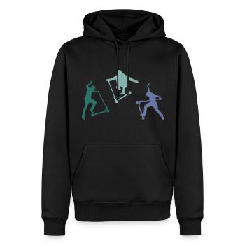 scooter roller e-scooter stuntscooter skatepark - Männer Premium Bio Hoodie - Schwarz - Vorne - Nico (187cm)
