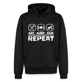 Goldwaschen Essen, Schlafen, Waschen, Wiederholen - Männer Premium Bio Hoodie - Schwarz - Vorne - Nico (187cm)