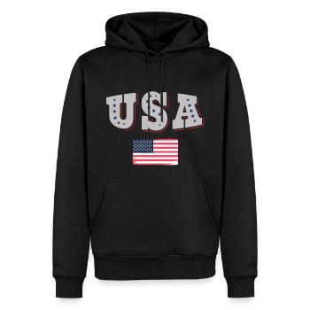USA Fußball Trikot Amerikanische Flagge - Männer Premium Bio Hoodie - Schwarz - Vorne - Nico (187cm)