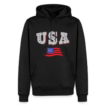 USA Fußball Trikot Amerikanische Flagge - Männer Premium Bio Hoodie - Schwarz - Vorne - Nico (187cm)