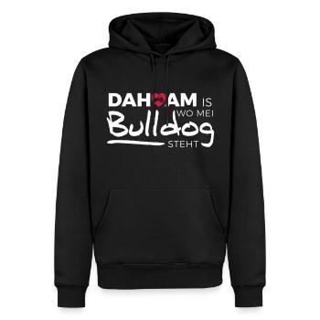 Dahoam is wo mei Bulldog steht - Männer Premium Bio Hoodie - Schwarz - Vorne - Nico (187cm)