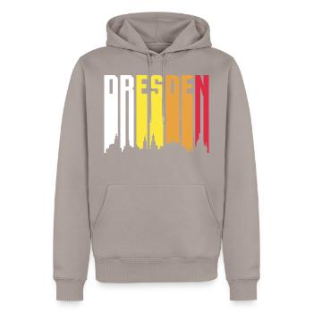 Retro Dresden Skyline Geschenk - Männer Premium Bio Hoodie - Taupe - Vorne - Nico (187cm)