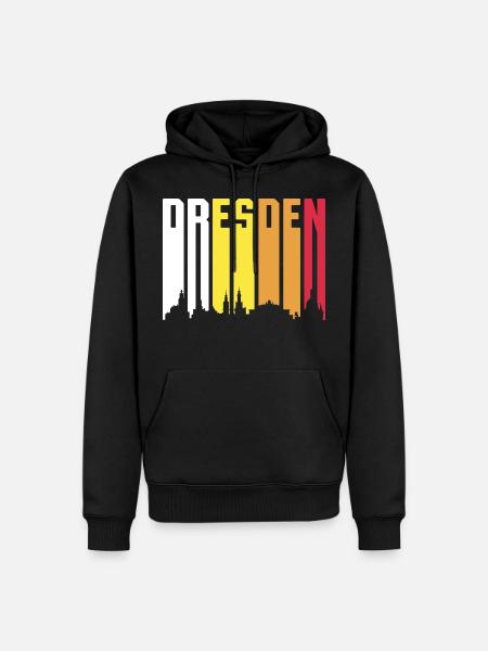 Retro Dresden Skyline Geschenk - Männer Premium Bio Hoodie - Schwarz