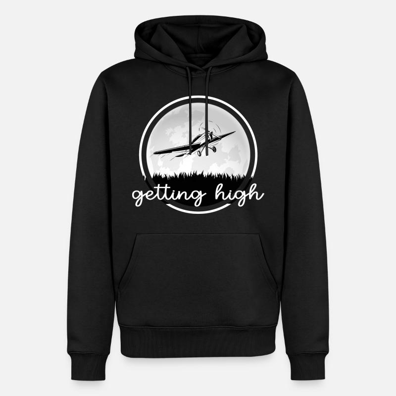 Flugzeug Pilot "getting high" Flieger-Romantik - Männer Premium Bio Hoodie - Schwarz