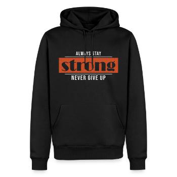 Toujours rester fort Ne jamais abandonner - Sweat à capuche Premium bio Homme - noir - Devant - Nico (187cm)