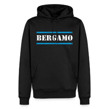 Bergamo - Männer Premium Bio Hoodie - Schwarz - Vorne - Nico (187cm)
