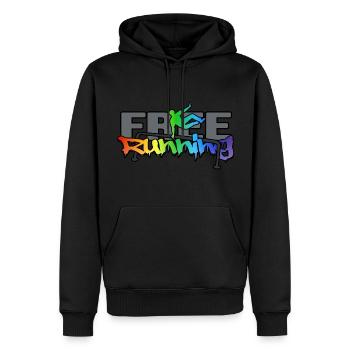 freerunning cityparkour PARKOUR freerun-arc-en-ciel - Sweat à capuche Premium bio Homme - noir - Devant - Nico (187cm)