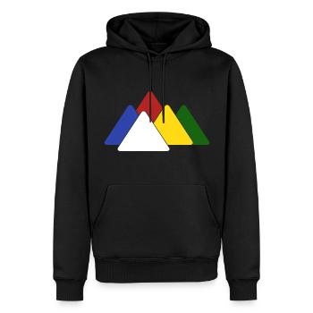 Randonnée en montagne, drapeau de prière du Népal, alpiniste de l'Himalaya - Sweat à capuche Premium bio Homme - noir - Devant - Nico (187cm)