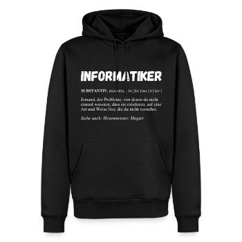 Informatiker Lustige Definition IT Nerd Geek - Männer Premium Bio Hoodie - Schwarz - Vorne - Nico (187cm)