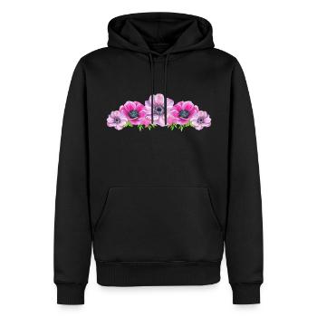 Fleurs d’anémone Fleur Rose Papillon Fleuriste - Sweat à capuche Premium bio Homme - noir - Devant - Nico (187cm)