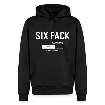 Six Pack Loading, please wait - Men’s Premium Organic Hoodie - black - Front - Nico (187cm)