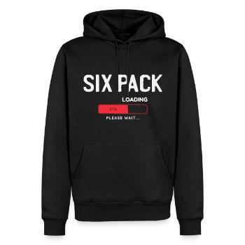 Six Pack Loading, please wait - Men’s Premium Organic Hoodie - black - Front - Nico (187cm)
