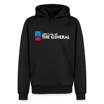 Appelez-moi au général - Sweat à capuche Premium bio Homme - noir - Devant - Nico (187cm)