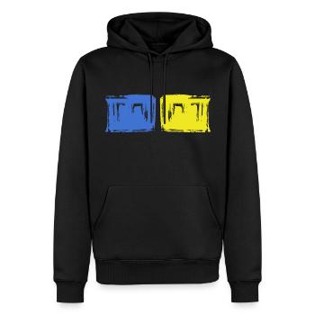 free ukraine blue yellow slava ukraini zelenskyi - Men’s Premium Organic Hoodie - black - Front - Nico (187cm)