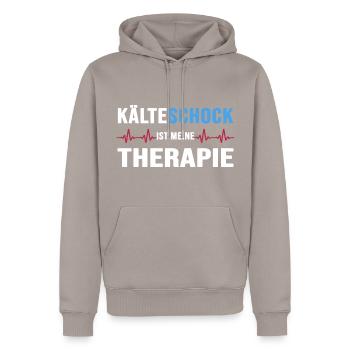 Eisbader "Kälteschock" Winterbaden-Therapie - Männer Premium Bio Hoodie - Taupe - Vorne - Nico (187cm)