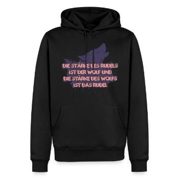 La force de la meute est le loup - Sweat à capuche Premium bio Homme - noir - Devant - Nico (187cm)