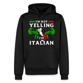 Je ne crie pas je suis italien - Sweat à capuche Premium bio Homme - noir - Devant - Nico (187cm)