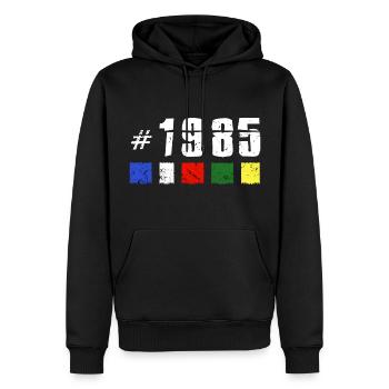 1985 retro geburtstag vintage jubiläum new tibet - Männer Premium Bio Hoodie - Schwarz - Vorne - Nico (187cm)