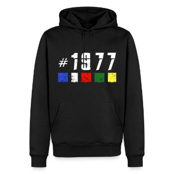 1977 retro geburtstag vintage jubiläum NEW TIBET - Männer Premium Bio Hoodie - Schwarz - Vorne - Nico (187cm)