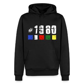 1980 retro geburtstag vintage jubiläum NEW TIBET - Männer Premium Bio Hoodie - Schwarz - Vorne - Nico (187cm)