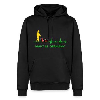 gärtner mäht rasen in germany gartenarbeit garten - Männer Premium Bio Hoodie - Schwarz - Vorne - Nico (187cm)