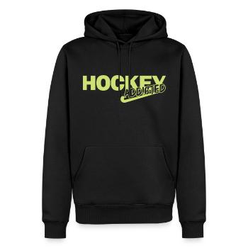 hockey sur gazon accro au hockey sur gazon - Sweat à capuche Premium bio Homme - noir - Devant - Nico (187cm)