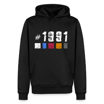 1991 vintage geburtstag retro jubiläum "new Tibet" - Männer Premium Bio Hoodie - Schwarz - Vorne - Nico (187cm)