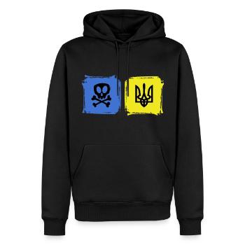 UKRAINE Symbole ukrainien slava ukraini - Sweat à capuche Premium bio Homme - noir - Devant - Nico (187cm)