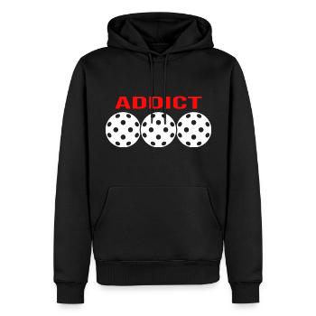 Floorball Unihockey FLOORBALL-addict Floorballer - Männer Premium Bio Hoodie - Schwarz - Vorne - Nico (187cm)