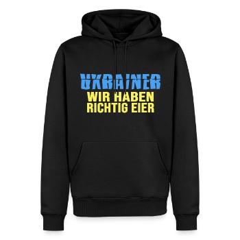 UKRAINE "Oster spezial" Helden Ukrainischen Front - Männer Premium Bio Hoodie - Schwarz - Vorne - Nico (187cm)