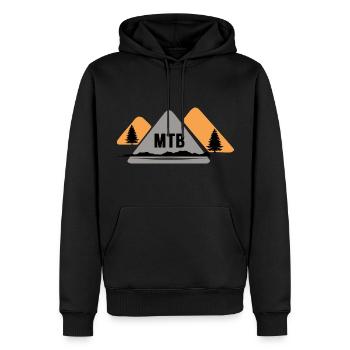 MTB Fahrrad Fahrradkette Mountainbike BIKETRAIL - Männer Premium Bio Hoodie - Schwarz - Vorne - Nico (187cm)