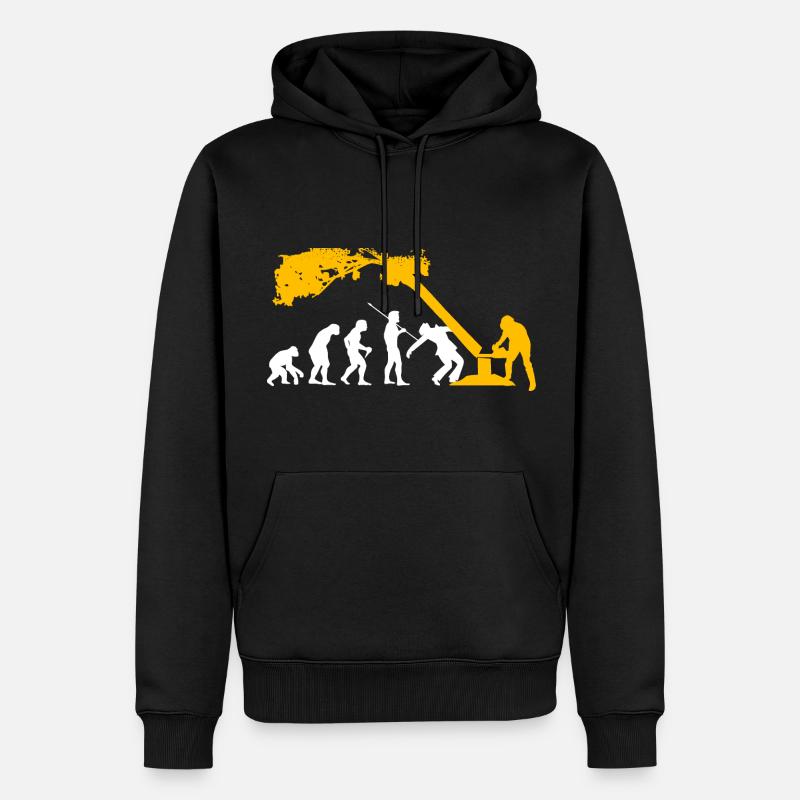 Holzfällerhemd - Kettensäge Evolution Baumpfleger - Männer Premium Bio Hoodie - Schwarz
