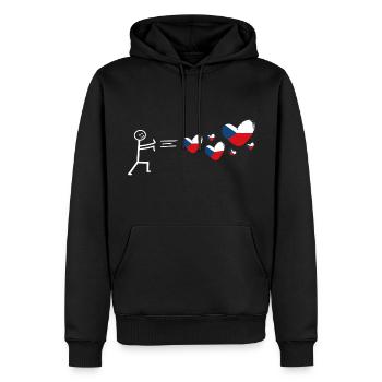 La République tchèque amoureuse Prague - Sweat à capuche Premium bio Homme - noir - Devant - Nico (187cm)