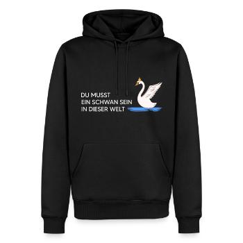 Schwan "Schwan sein" Naturmotto Vogelfrei Schwäne - Männer Premium Bio Hoodie - Schwarz - Vorne - Nico (187cm)