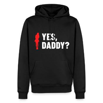 Oui papa | Chemise de papa soumis BDSM - Sweat à capuche Premium bio Homme - noir - Devant - Nico (187cm)