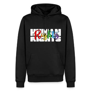 Mensch "human rights" Regenbogen für Alle - Männer Premium Bio Hoodie - Schwarz - Vorne - Nico (187cm)