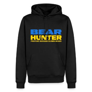 UKRAINE "Bear Hunt" Slava Ukrainian Zelensky - Men’s Premium Organic Hoodie - black - Front - Nico (187cm)