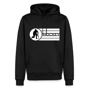 Hockey sur gazon Hockey Joueurs de hockey dans le cercle de tir - Sweat à capuche Premium bio Homme - noir - Devant - Nico (187cm)