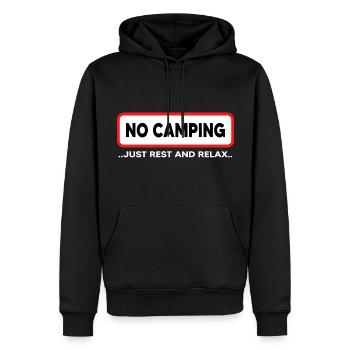 Wildcamping Camper Outdoor « No Camping » - Sweat à capuche Premium bio Homme - noir - Devant - Nico (187cm)