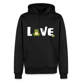 Frösche "frog love" Froschprinz - Männer Premium Bio Hoodie - Schwarz - Vorne - Nico (187cm)
