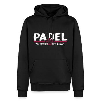 Padel Padel Tennis Pagaie « Padel Game » - Sweat à capuche Premium bio Homme - noir - Devant - Nico (187cm)