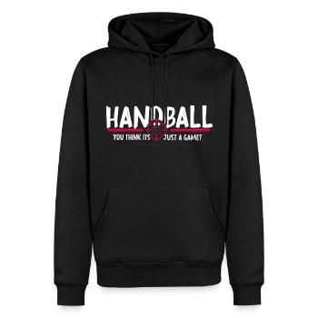 Handball Sprungwurf HandballGame Handballer - Männer Premium Bio Hoodie - Schwarz - Vorne - Nico (187cm)