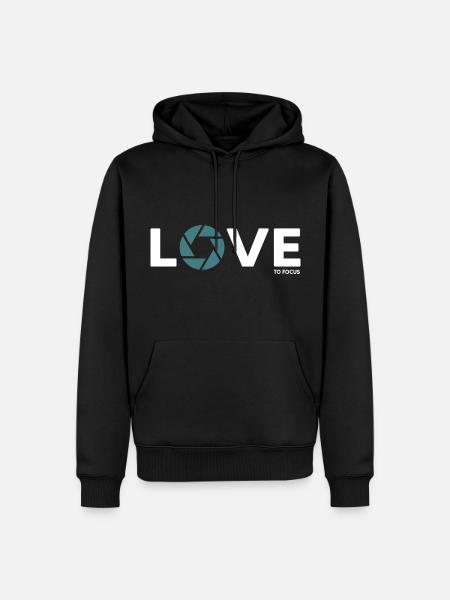 fotograf fotografieren focus objektiv - Männer Premium Bio Hoodie - Schwarz