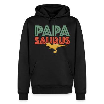 Papasaurus Dinosaurier Vatertag Papa Dino Vater - Männer Premium Bio Hoodie - Schwarz - Vorne - Nico (187cm)