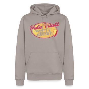 Pole vault sports athlete - Men’s Premium Organic Hoodie - taupe - Front - Nico (187cm)