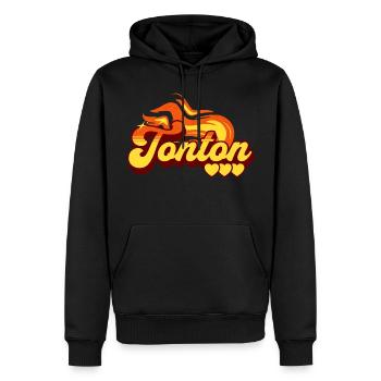 Motif Flamme Cadeau Tonton Oncle - Sweat à capuche Premium bio Homme - noir - Devant - Nico (187cm)
